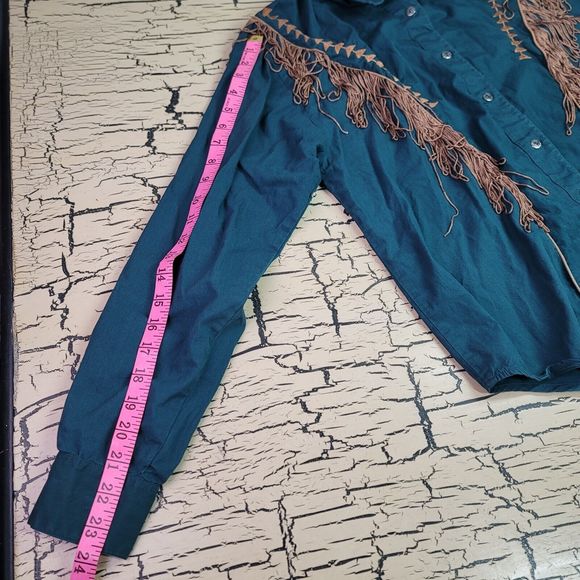 I Love Cowboys Out West Country Western Shirt Tassels Embroidered Button Up Med - Picture 10 of 14